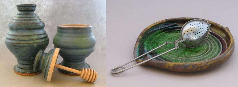 wyoming pottery honey pots laramie potters spoon rest
