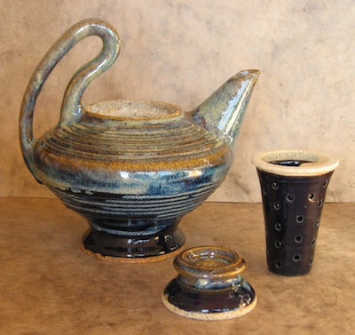 infuser teapot nl and cobalt handmade stoneware pottery